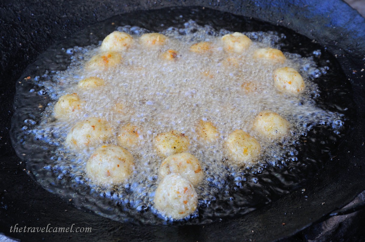 Excellent street food - spicy fried potato balls