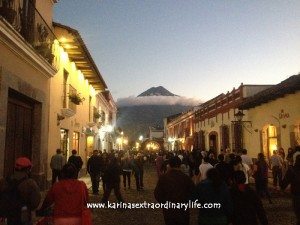 Beautiful volcano at night