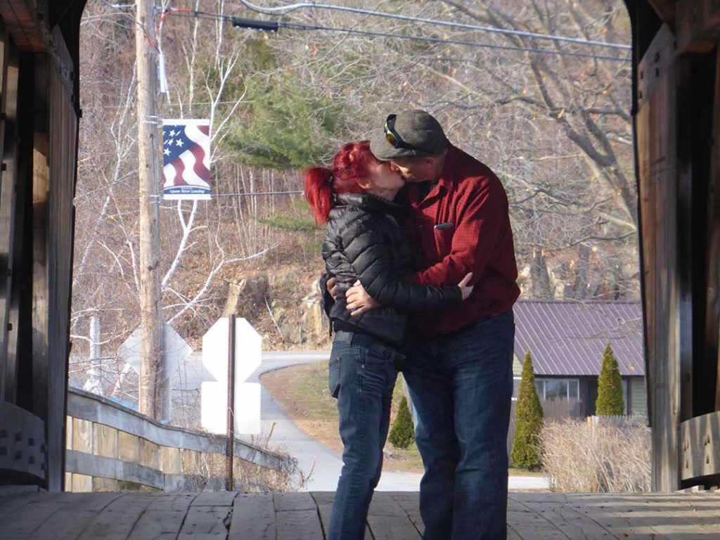 kissing under covered bridges in New England, USA is a must